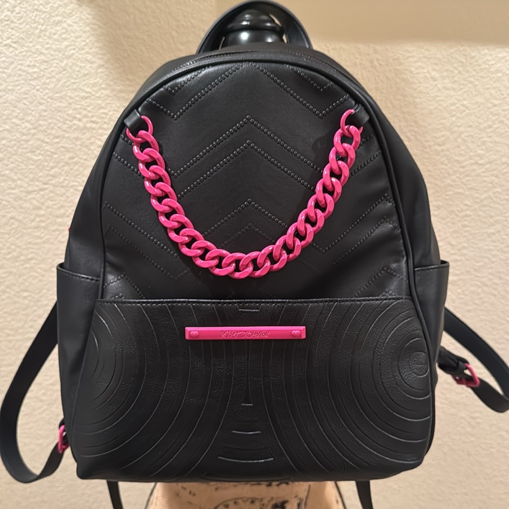 BETSEY JOHNSON Quilted Faux Leather Chain Backpack